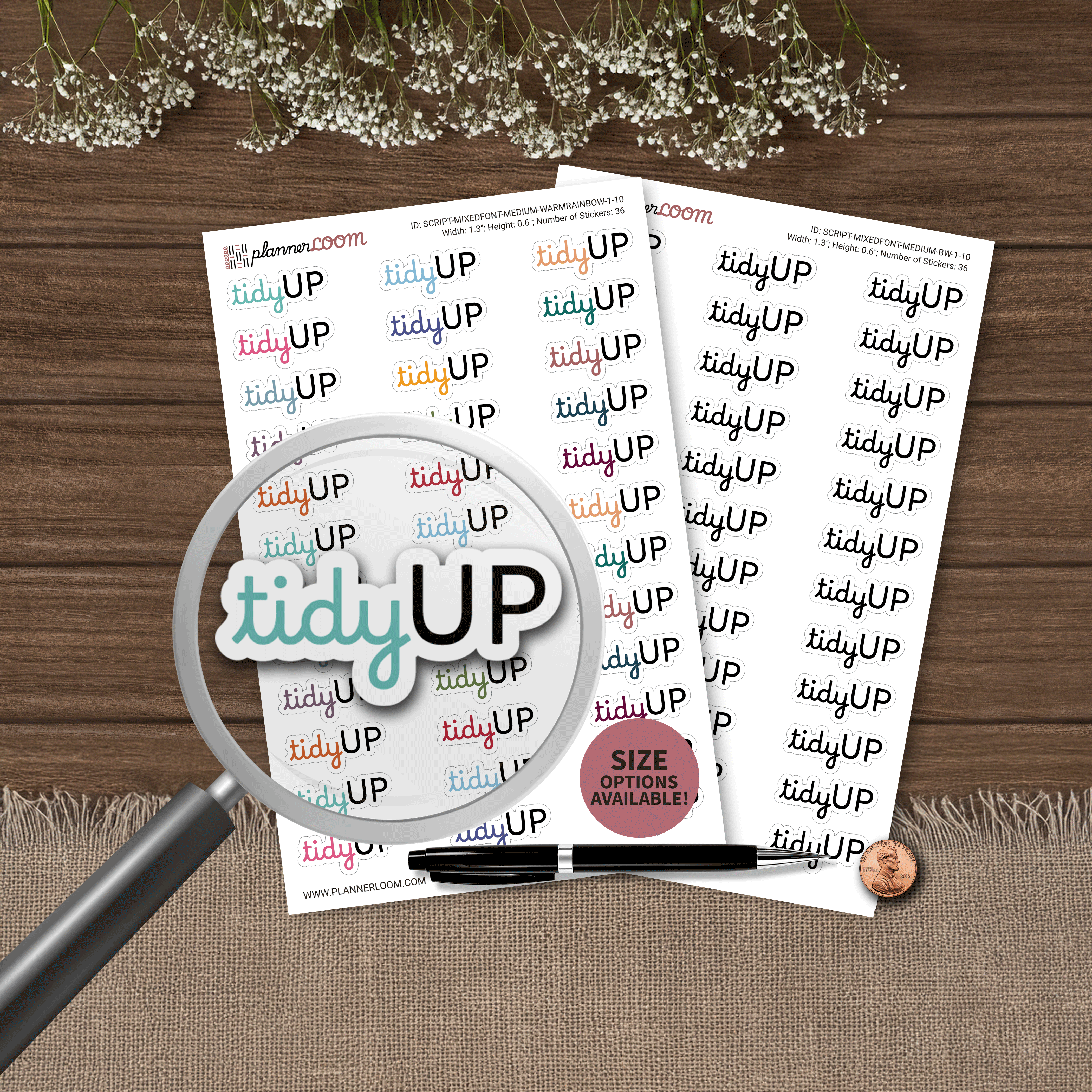 Tidy Sticker TIDY UP Script Stickers for Planners & Journals | Planner Loom